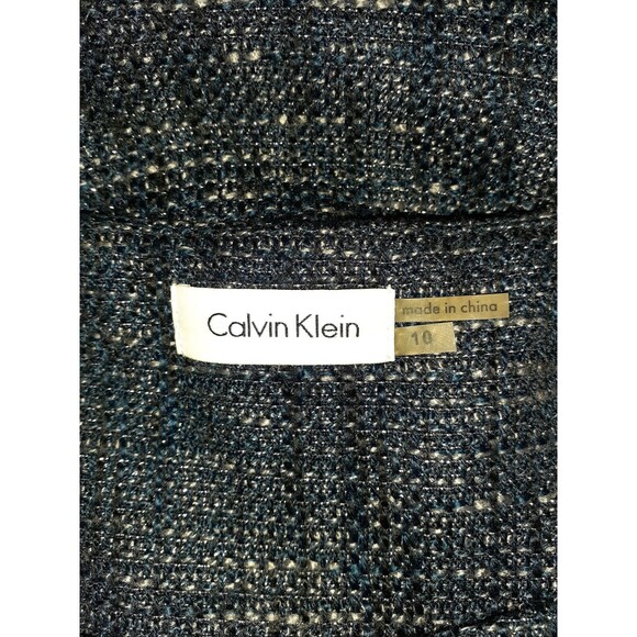 CALVIN KLEIN Size 10 Sheath Dress Blue Grey Sparkles Side Zippers Sleeveless - Picture 6 of 6